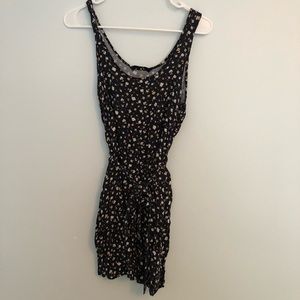 navy with yellow floral printed sun dress